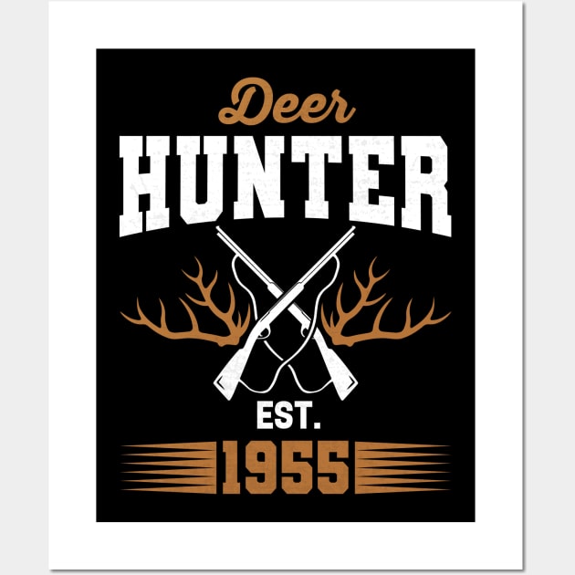 Gifts for 66 Year Old Deer Hunter 1955 Hunting 66th Birthday Gift Ideas Wall Art by uglygiftideas